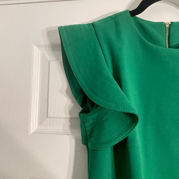 Calvin Klein Green Dress with accent sleeves, and gold zipper back. Sz 8. - Picture 5 of 6